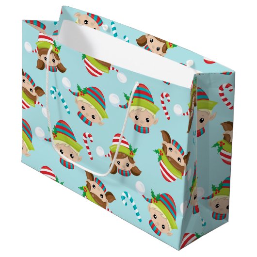 feestelijke kerstfeestdag groot cadeauzakje (Voorkant Gekanteld)