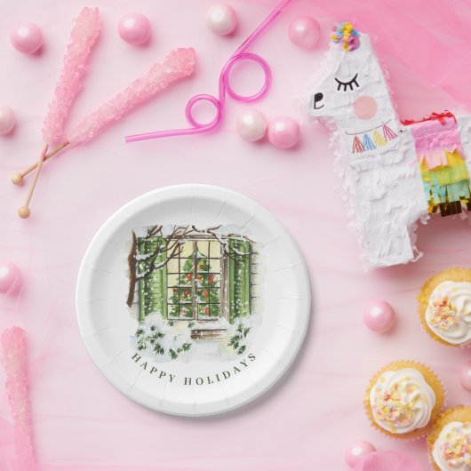 Feestelijke kerstfeestdag in het land papieren bordje (Feest)