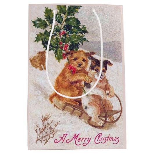 feestelijke kerstfeestdag medium cadeauzakje (Voorkant)