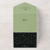 feestelijke kerstfeestdag met groen 4-fotofeest all in one uitnodiging (Buitenkant)