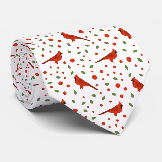 feestelijke kerstfeestdag met rode kardinaal-vogel stropdas (Opgerold)