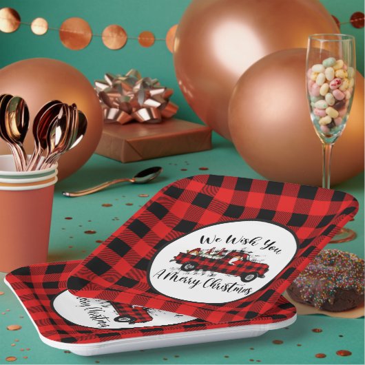 feestelijke kerstfeestdag papieren bordje (Multi)