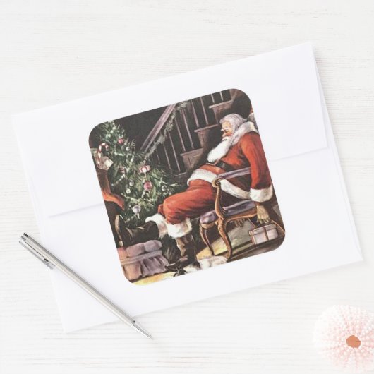 feestelijke kerstfeestdag vierkante sticker (Envelop)