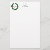 feestelijke kerstfeestdagen met schaars monogram briefpapier (Voorkant)