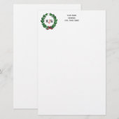 feestelijke kerstfeestdagen met schaars monogram briefpapier (Voorkant / Achterkant)