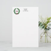 feestelijke kerstfeestdagen met schaars monogram briefpapier (Staand voorkant)