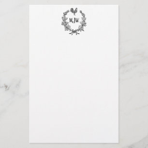 feestelijke kerstfeestdagen met schaars monogram briefpapier