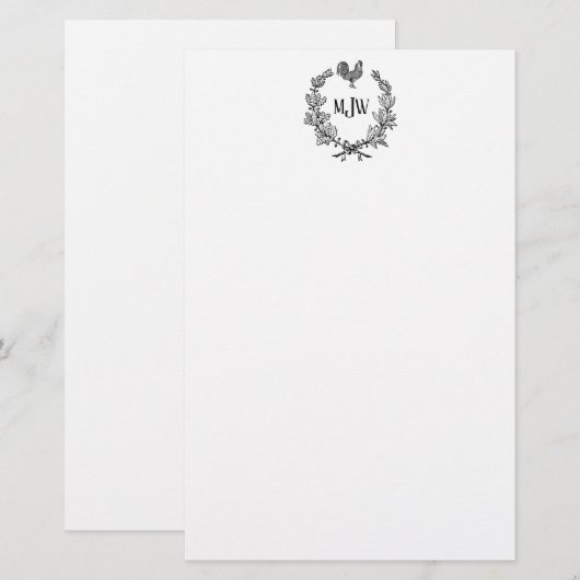 feestelijke kerstfeestdagen met schaars monogram briefpapier (Voorkant / Achterkant)