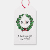 feestelijke kerstfeestdagen met schaars monogram cadeaulabel (Voorkant)