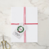 feestelijke kerstfeestdagen met schaars monogram cadeaulabel (Met Touw)