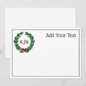 feestelijke kerstfeestdagen met schaars monogram feestdagenkaart (Voorkant / Achterkant)