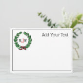 feestelijke kerstfeestdagen met schaars monogram feestdagenkaart (Staand voorkant)