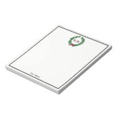 feestelijke kerstfeestdagen met schaars monogram notitieblok (Linkerzijde)
