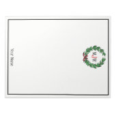 feestelijke kerstfeestdagen met schaars monogram notitieblok (Voorkant)