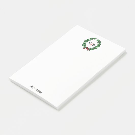 feestelijke kerstfeestdagen met schaars monogram post-it® notes (Schuin)