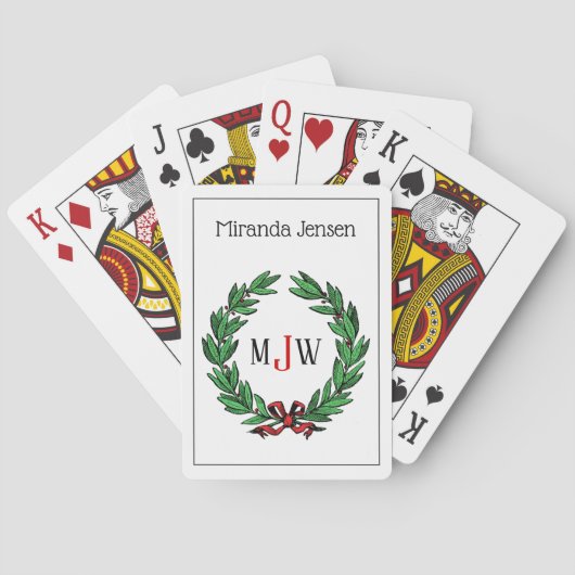 feestelijke kerstfeestdagen met schaars monogram speelkaarten (Achterkant)