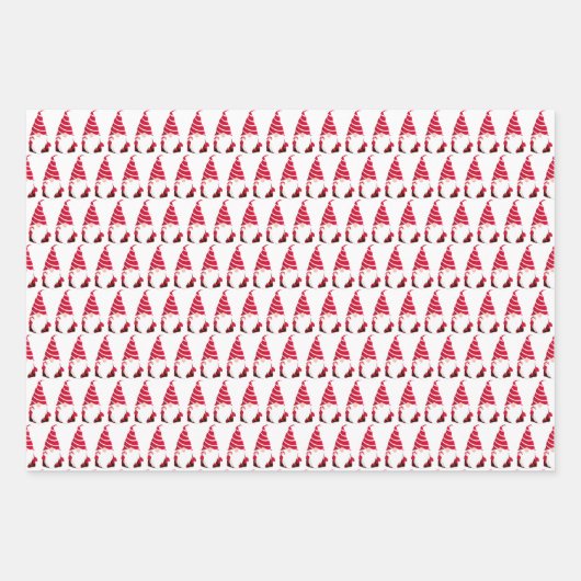 feestelijke kerstfeestelijke gnomen getild inpakpapier vel (Voorkant 3)