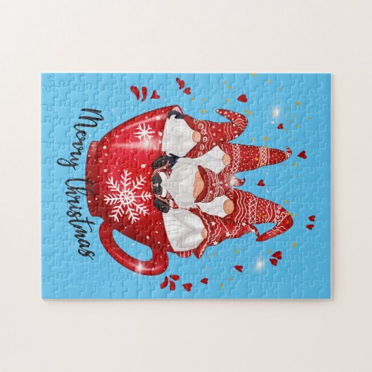 feestelijke kerstfeestelijke gnomen legpuzzel (Horizontaal)