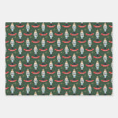 feestelijke kerstfeestelijke nootkraker betegeld inpakpapier vel (Voorkant)