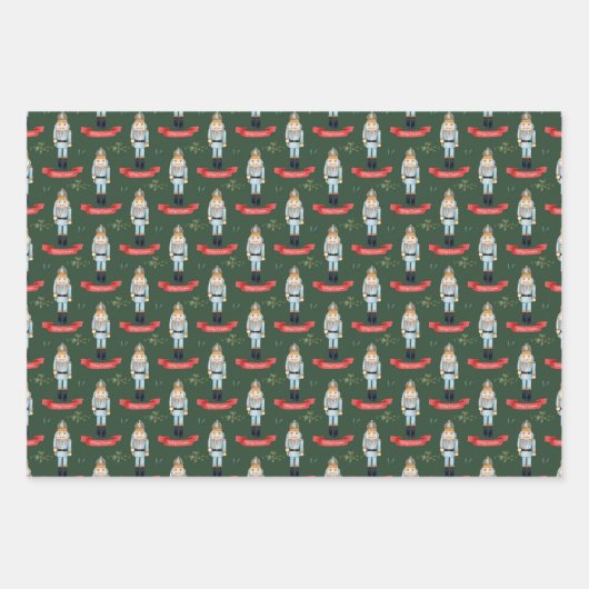 feestelijke kerstfeestelijke nootkraker betegeld inpakpapier vel (Voorkant)