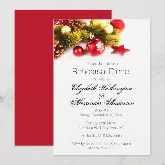 feestelijke kerstfeestelijke repetitie uitnodiging (Voorkant / Achterkant)