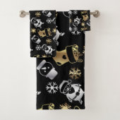 feestelijke kerstfeestjes, goud- en zilverpatroon bad handdoek (Insitu)