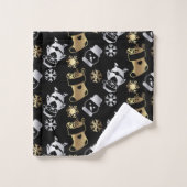 feestelijke kerstfeestjes, goud- en zilverpatroon bad handdoek (Wasdoekje)