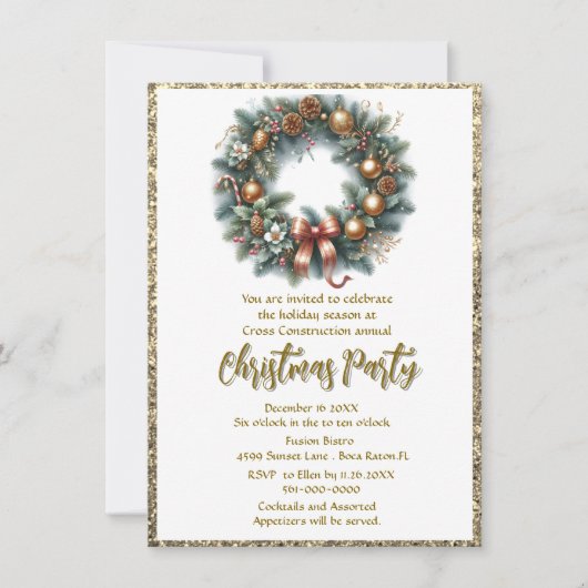 Feestelijke kerstfeestkrans kaart (Voorkant)
