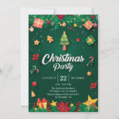 Feestelijke kerstfeestuitnodiging met Ornamenten Kaart (Voorkant)