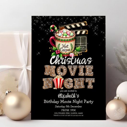 Feestelijke Kerstfilm Night Cocoa Popcorn Party Kaart