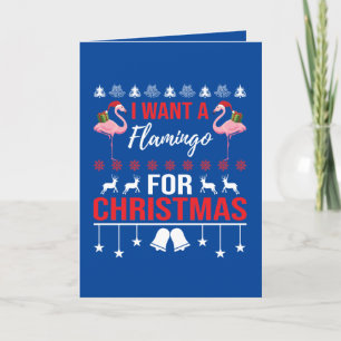 Feestelijke kerstflamingo en sentiment feestdagen kaart