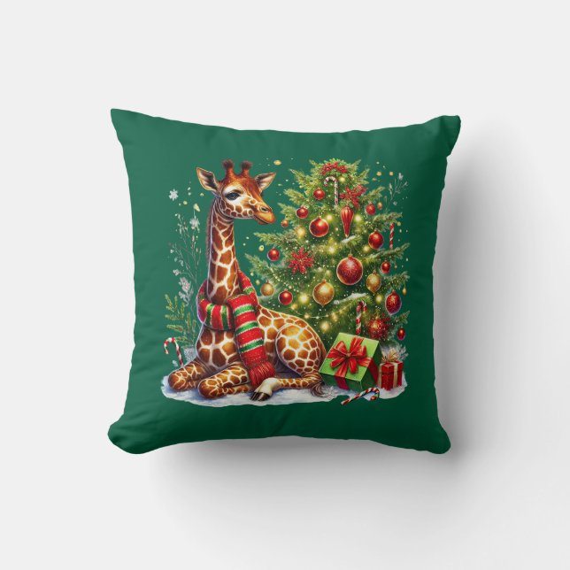 Feestelijke Kerstgiraf Vakantie Kussen (Voorkant)