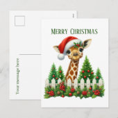Feestelijke kerstgiraf voeg bericht toe feestdagenkaart (Voorkant / Achterkant)
