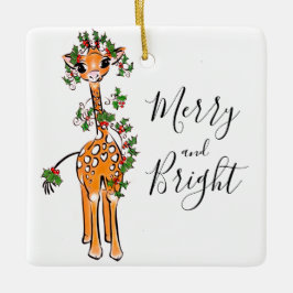 feestelijke kerstGiraffe, rode groene garnaal Keramisch Ornament