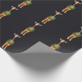 feestelijke kerstGiraffes, rode groene Holly-hars Cadeaupapier (Hoek)