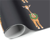 feestelijke kerstGiraffes, rode groene Holly-hars Cadeaupapier (Rol Hoek)