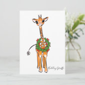 feestelijke kerstGiraffes, rode groene Holly-hars Kaart (Staand voorkant)