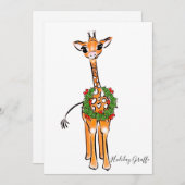 feestelijke kerstGiraffes, rode groene Holly-hars Kaart (Voorkant / Achterkant)