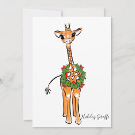 feestelijke kerstGiraffes, rode groene Holly-hars Kaart