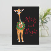 feestelijke kerstGiraffes, rode groene Holly-hars Kaart (Staand voorkant)