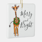 feestelijke kerstGiraffes, rode groene Holly-hars Keramisch Ornament (Rechts)