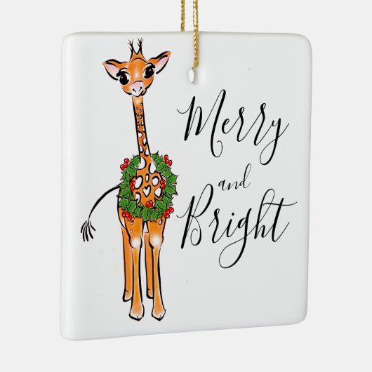 feestelijke kerstGiraffes, rode groene Holly-hars Keramisch Ornament (Rechts)