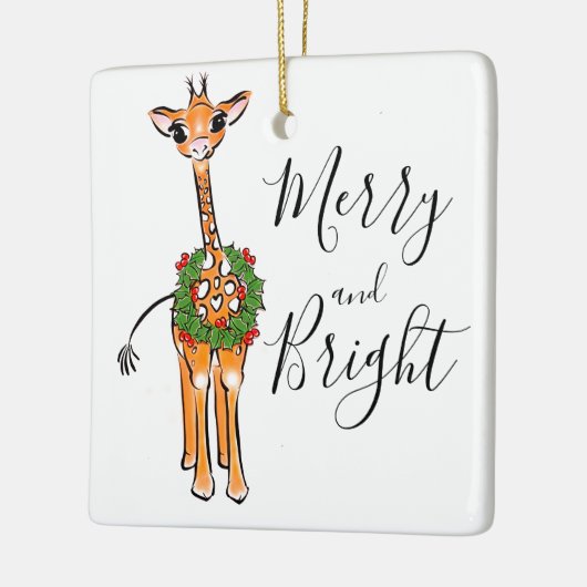 feestelijke kerstGiraffes, rode groene Holly-hars Keramisch Ornament (Links)