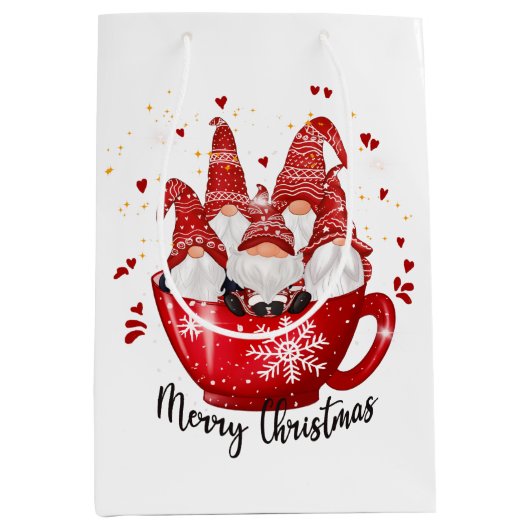 feestelijke kerstgnomen medium cadeauzakje (Voorkant)