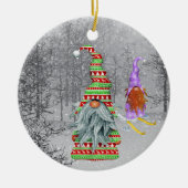 feestelijke kerstgratie voegt gevoel toe keramisch ornament (Voorkant)