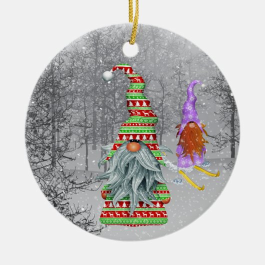 feestelijke kerstgratie voegt gevoel toe keramisch ornament (Voorkant)