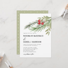 Feestelijke Kerstgroen Huwelijk Kaart