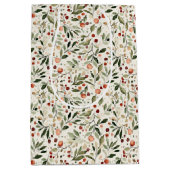 Feestelijke Kerstgroen Rood Bessen Medium Cadeauzakje (Voorkant)