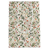 Feestelijke Kerstgroen Rood Bessen Medium Cadeauzakje (Achterkant)