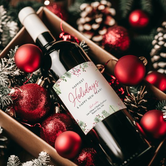 Feestelijke Kerstgroen Script Zakelijk Wijn Etiket